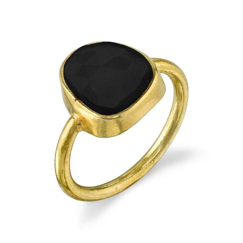 Raw Black Spinel - 14k Gold Vermeil Ring